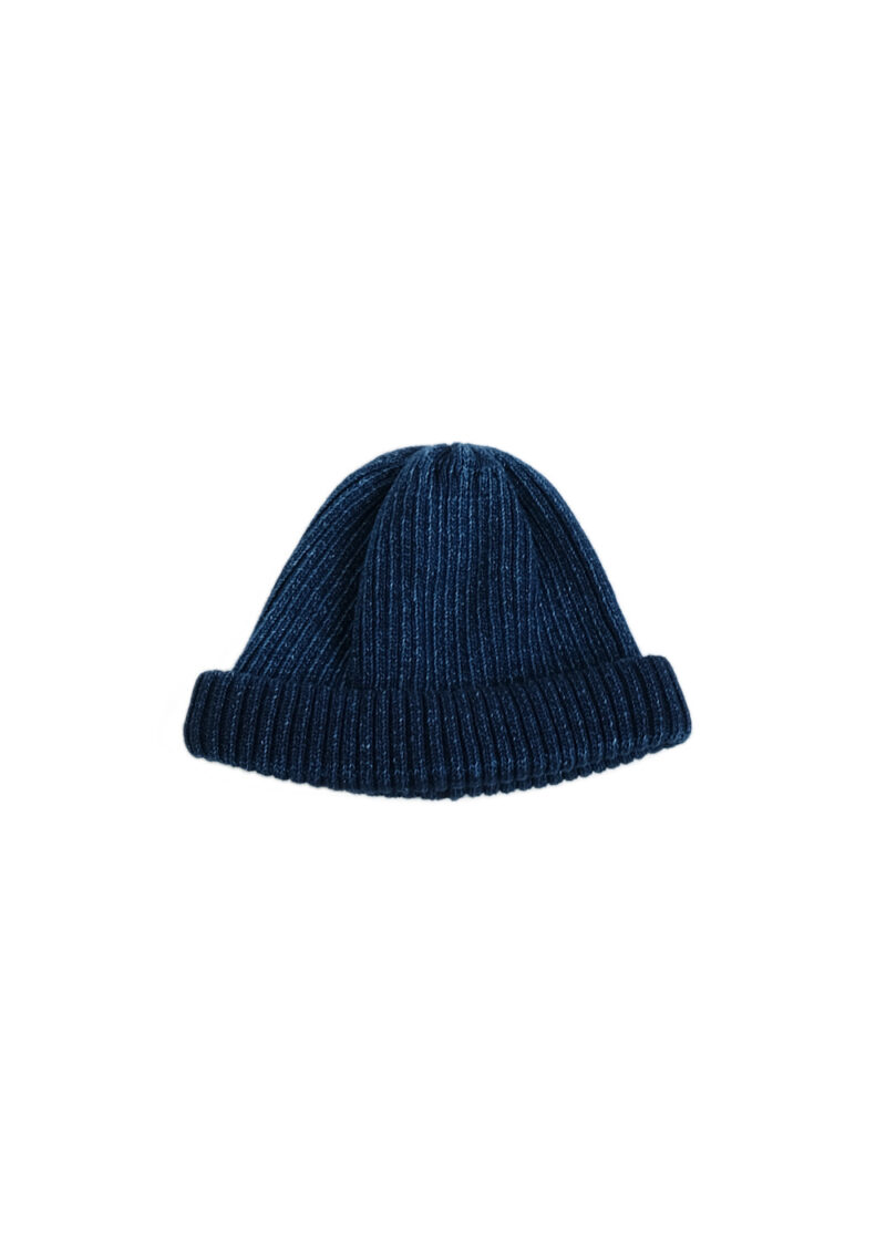 ROTOTO-INDIGO COTTON ROLL UP BEANIE DARK DENIM Front