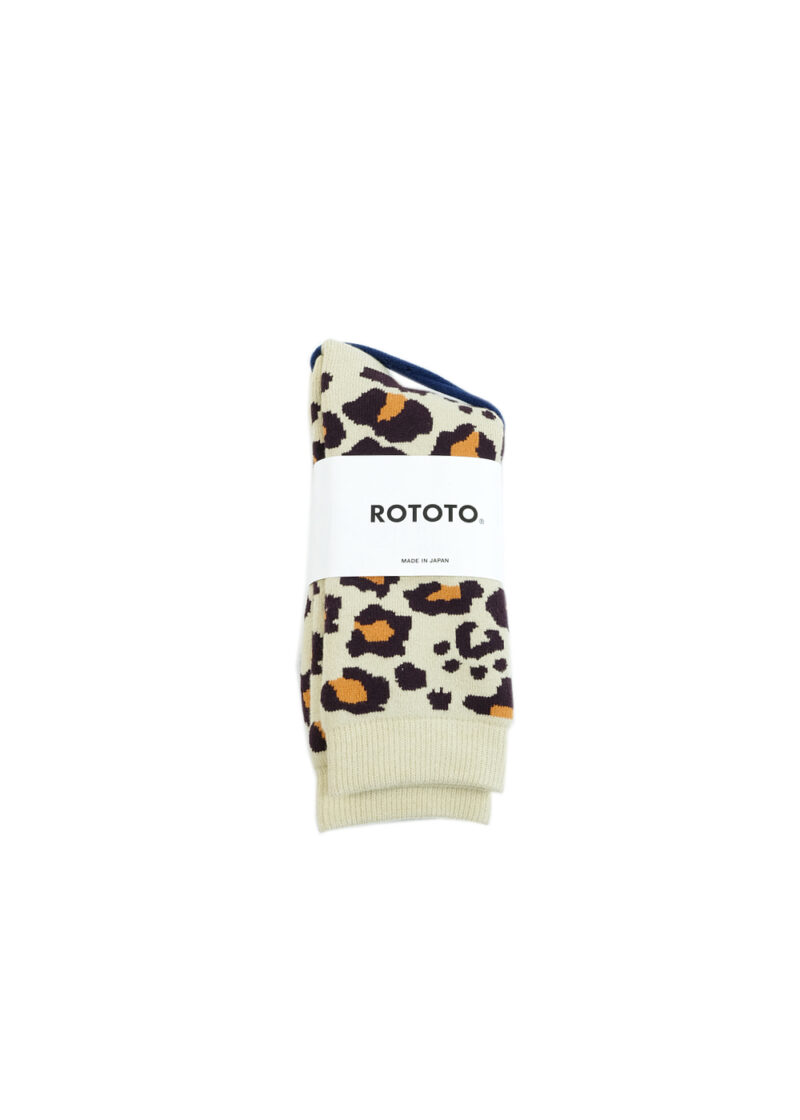 ROTOTO-PILE LEOPARDCREWSOCKS-BDO-Front