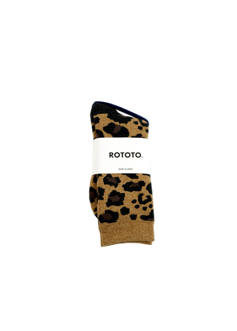 ROTOTO-PILE LEOPARDCREWSOCKS-DBG-Front