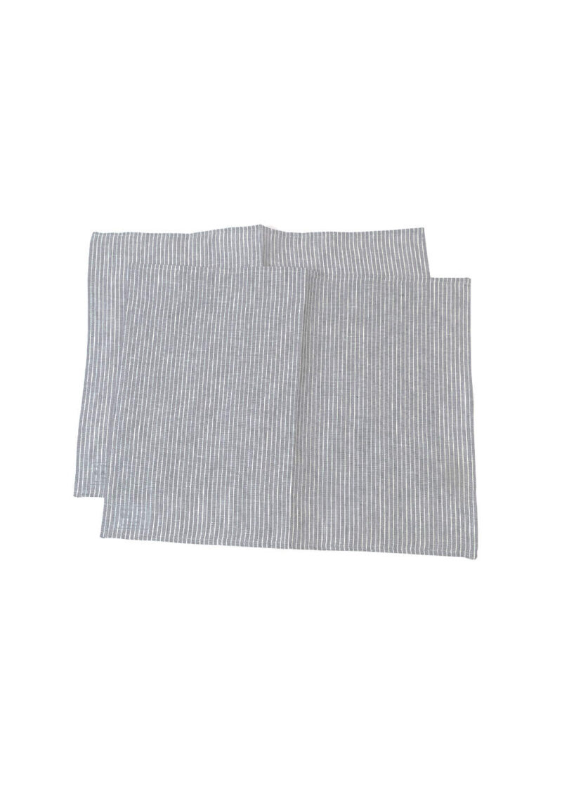 Linen Placemat Grey White Stripes