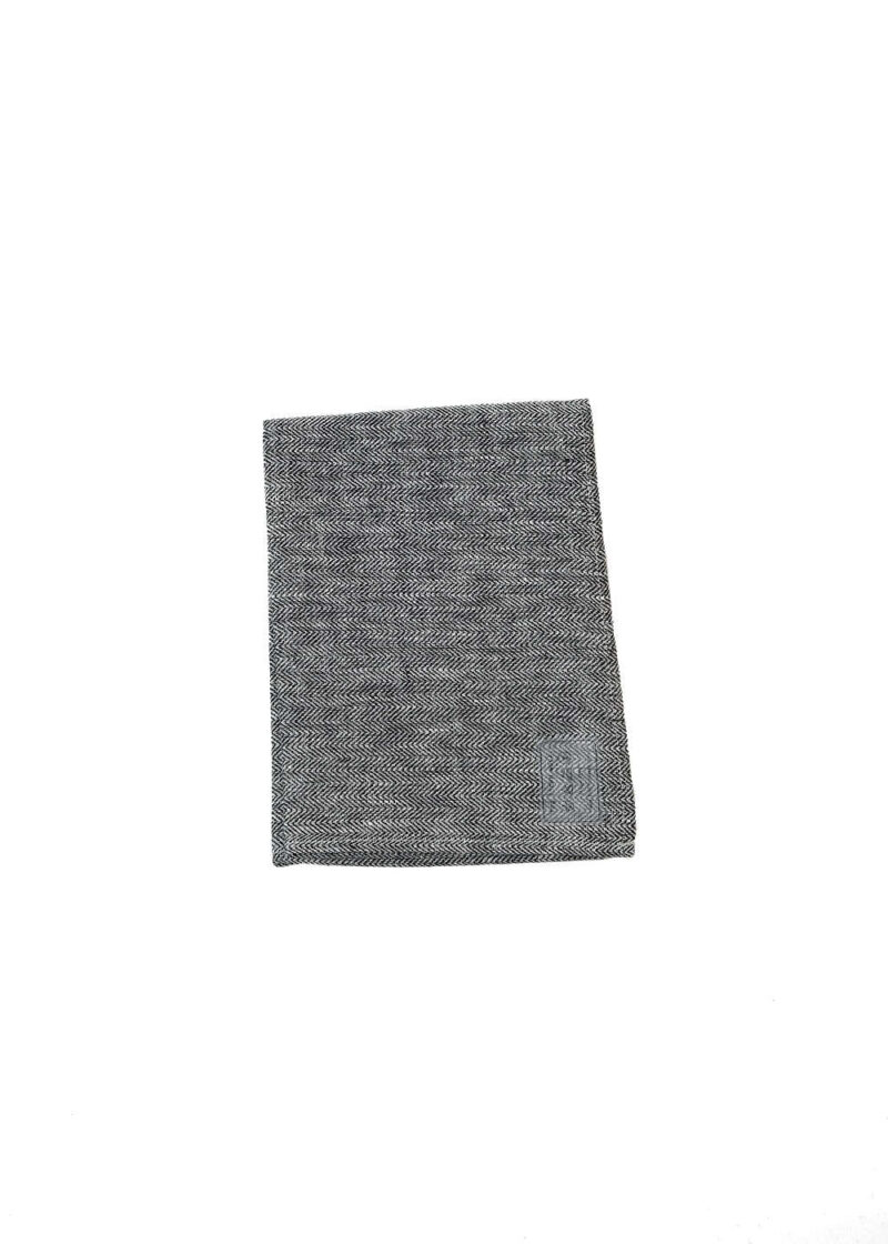 Linen Kitchen Cloth Herringbone Black Front