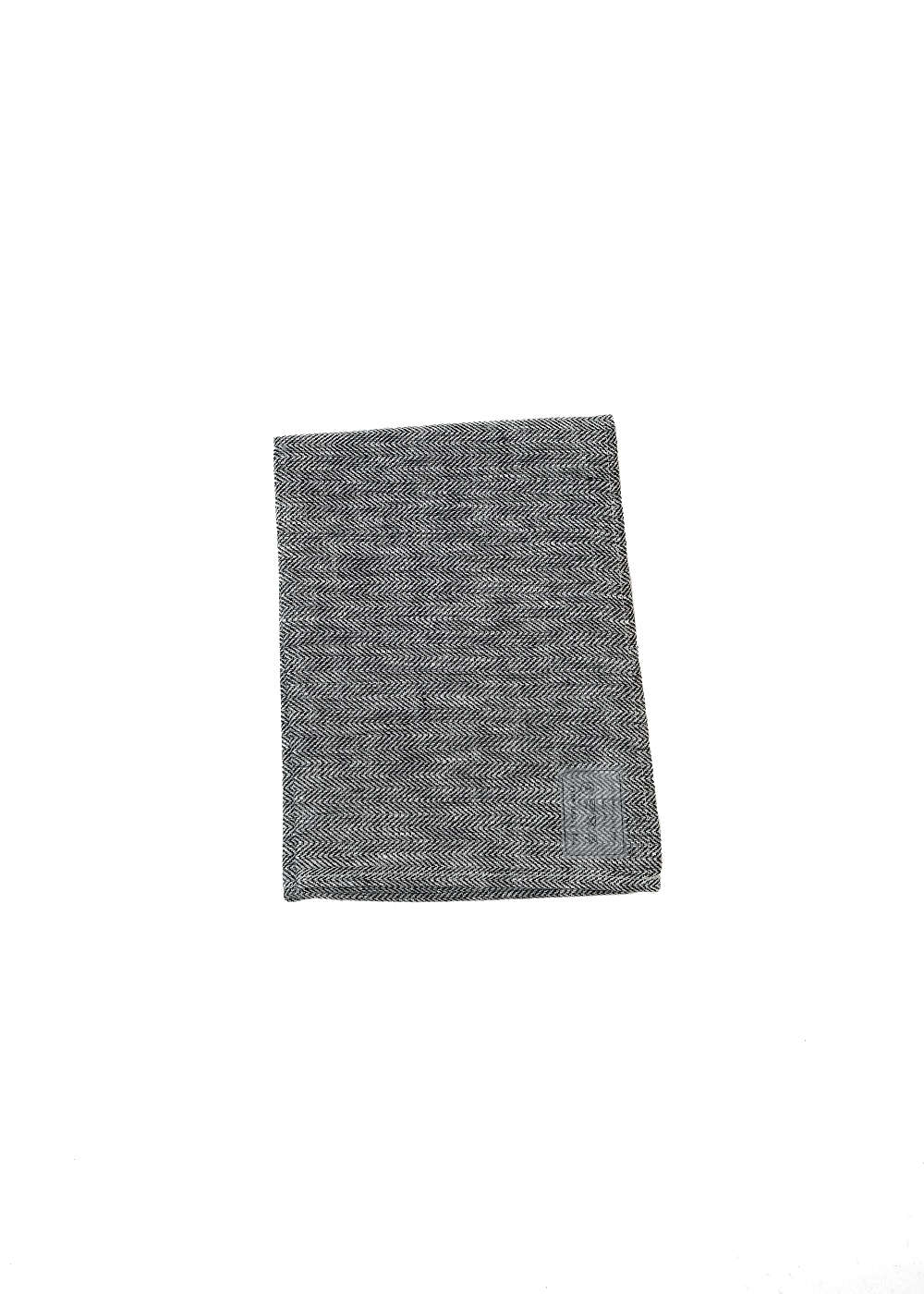 Linen Kitchen Cloth Herringbone Black Front