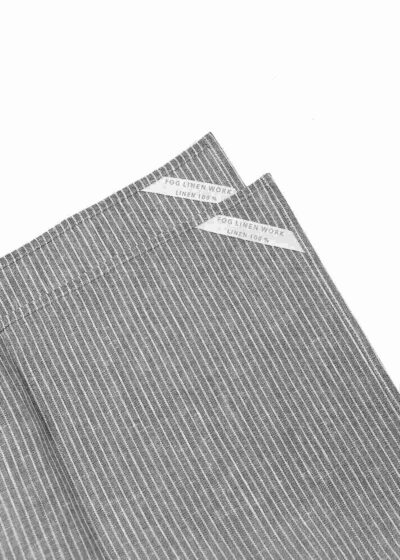 Linen Placemat Grey White Stripes tag