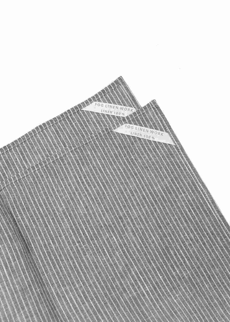 Linen Placemat Grey White Stripes tag