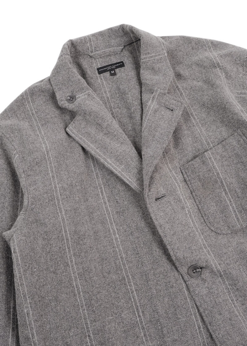 Engineered Garments Loiter Jacket - Lt.Grey Wool Striped HB