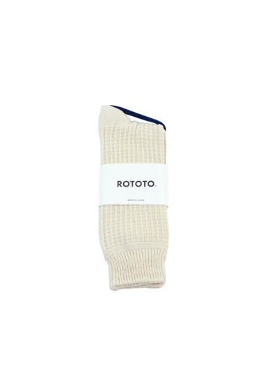 ROTOTO Cotton Waffle Crew Sock - Raw White