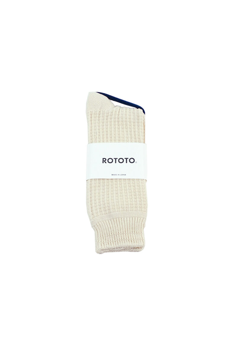 ROTOTO Cotton Waffle Crew Sock - Raw White