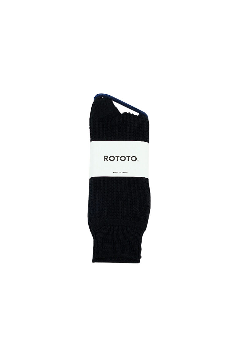 ROTOTO Cotton Waffle Crew Sock - Black