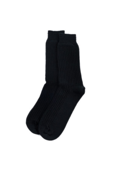 ROTOTO Cotton Waffle Crew Sock - Black