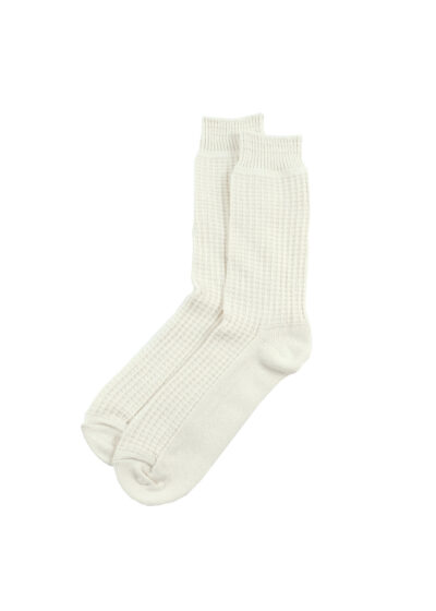 ROTOTO Cotton Waffle Crew Sock - Raw White