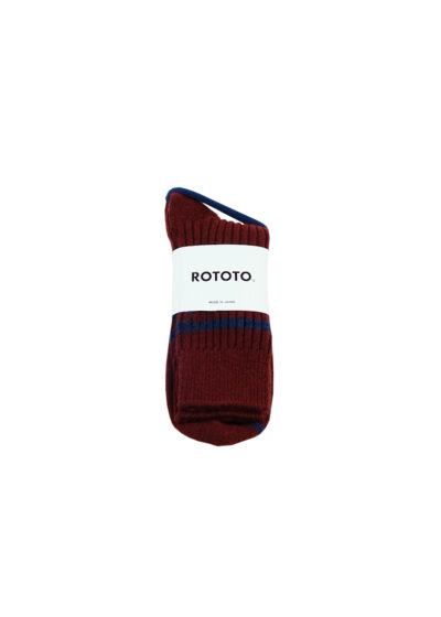 ROTOTO Merino & Lambs Wool Stripe Socks - Maroon/Navy