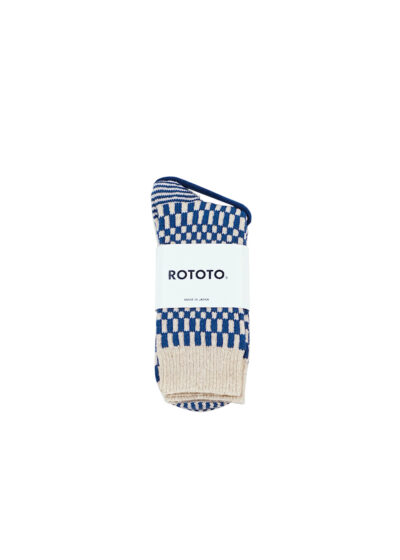 ROTOTO Checkerboard Pattern Socks - Blue