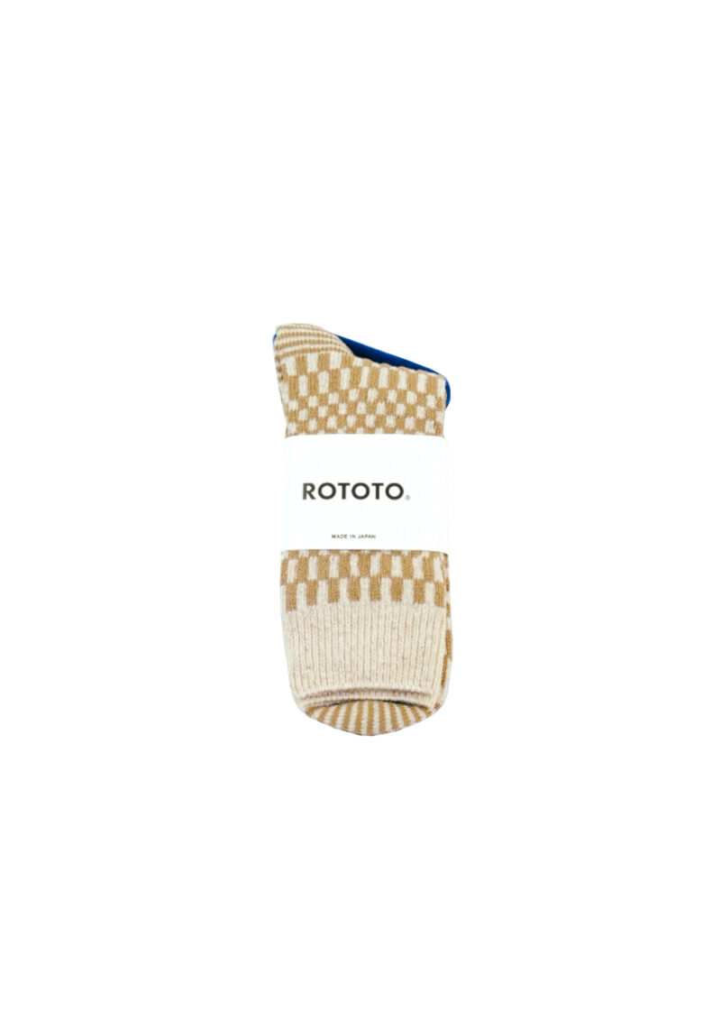 ROTOTO Checkerboard Pattern Socks - Khaki