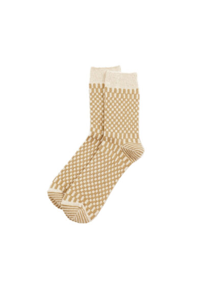 ROTOTO Checkerboard Pattern Socks - Khaki