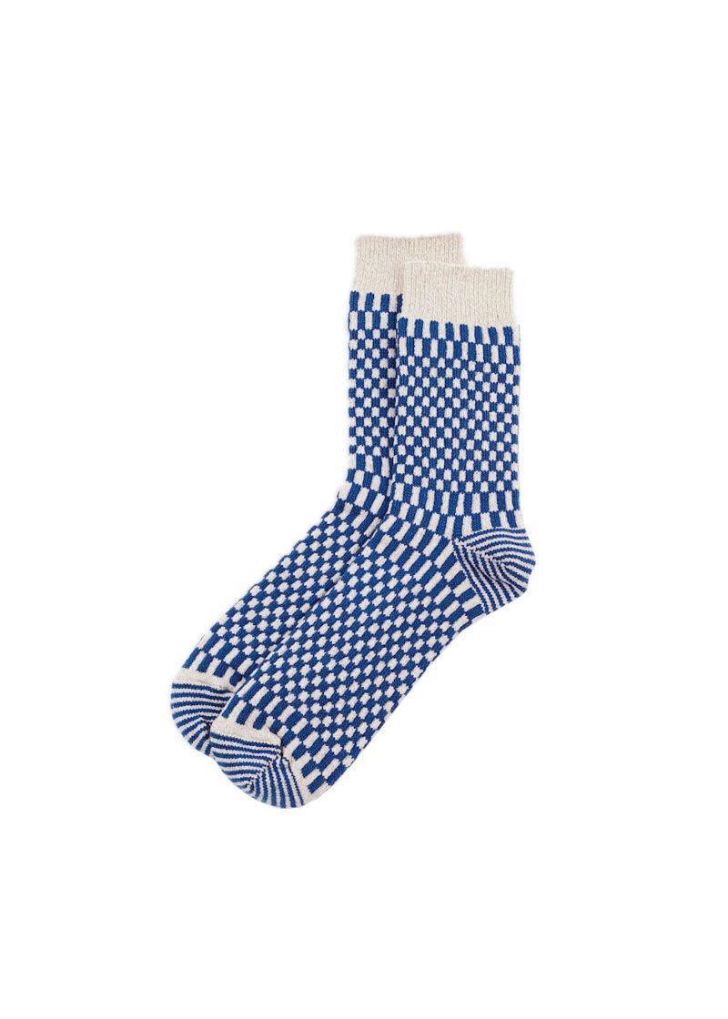ROTOTO Checkerboard Pattern Socks - Blue