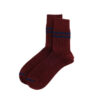 ROTOTO Merino & Lambs Wool Stripe Socks - Maroon/Navy