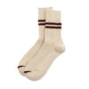 ROTOTO Merino & Lambs Wool Stripe Socks - Off White/Maroon