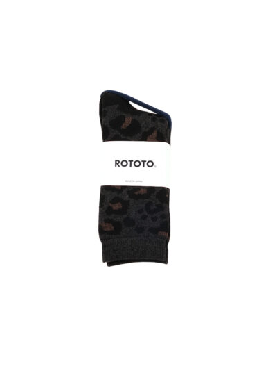 ROTOTO Pile Leopard Crew Socks - Charcoal