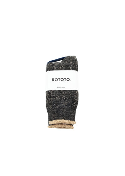 ROTOTO Double Face Crew Socks “Merinowool & Brown Organic Cotton” - Black/Brown