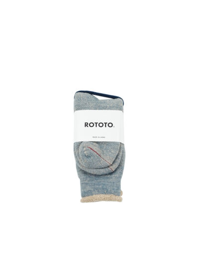 ROTOTO Double Face Crew Socks “Merinowool & Brown Organic Cotton”- Blue/Brown