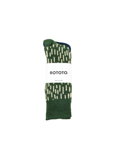 ROTOTO Rain Drop Crew Socks - Green/Ivory