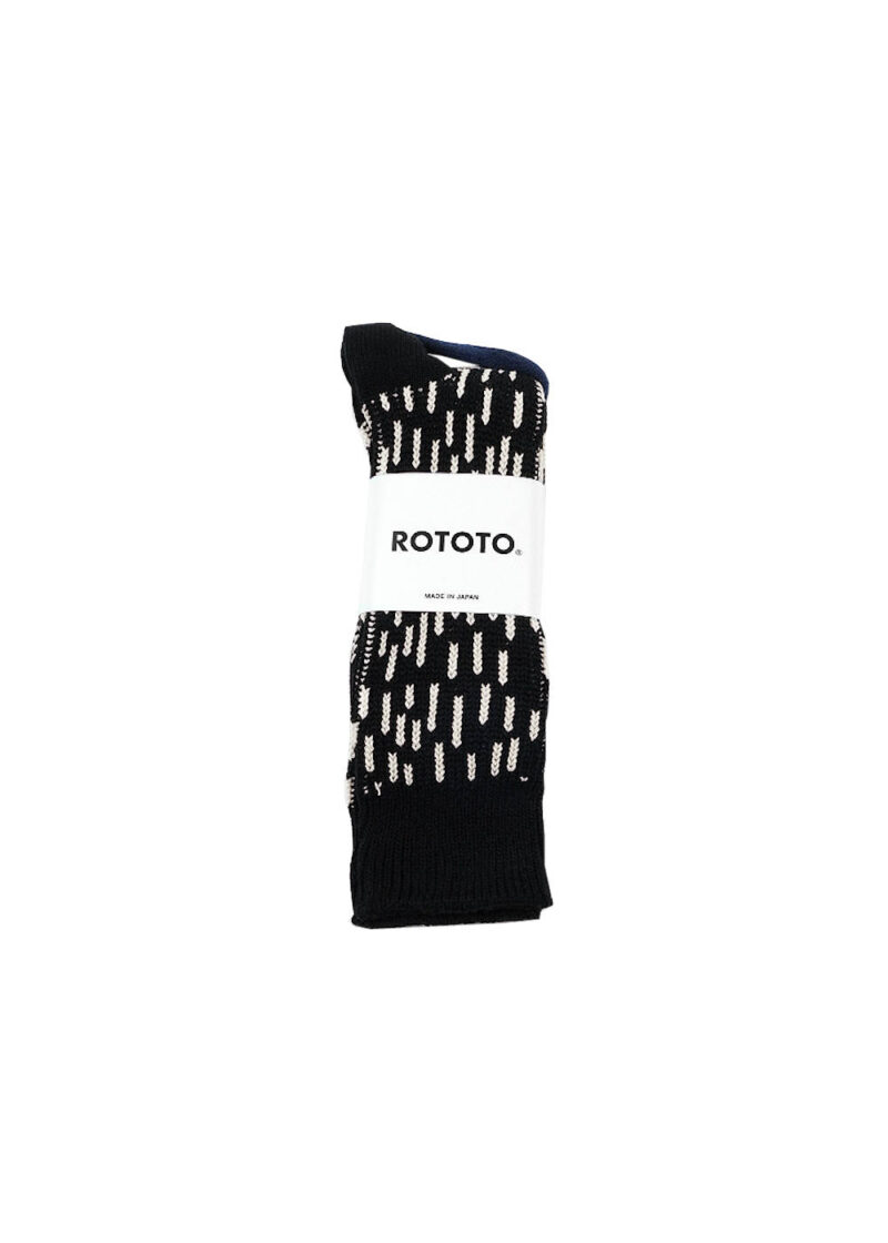 Rain Drop Crew Socks - Black/Ivory