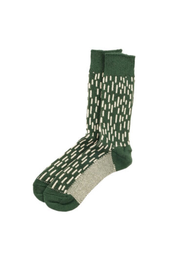 ROTOTO Rain Drop Crew Socks - Green/Ivory