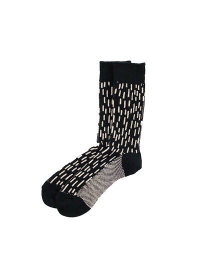 ROTOTO Rain Drop Crew Socks - Black/Ivory