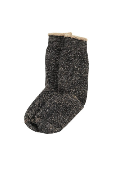 ROTOTO Double Face Crew Socks “Merinowool & Brown Organic Cotton” - Black/Brown