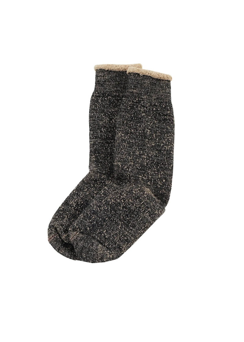 ROTOTO Double Face Crew Socks “Merinowool & Brown Organic Cotton” - Black/Brown