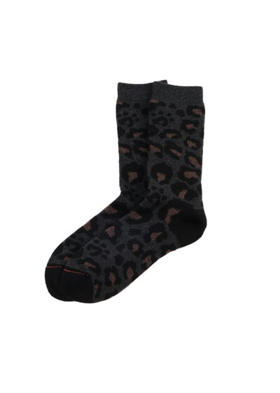 ROTOTO Pile Leopard Crew Socks - Charcoal