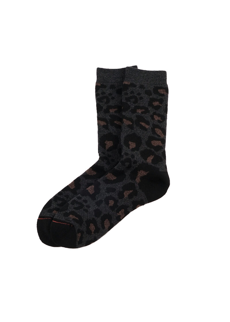 ROTOTO Pile Leopard Crew Socks - Charcoal