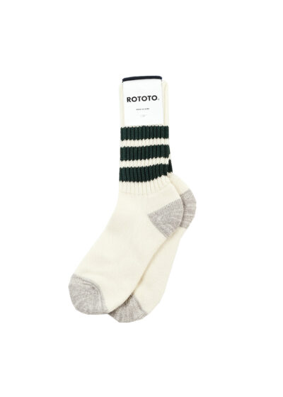 ROTOTO Coarse Ribbed Oldschool Crew Socks - D.Green