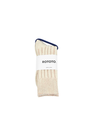 ROTOTO Organic Cotton Wide-ribbed Socks - Ecru/Red