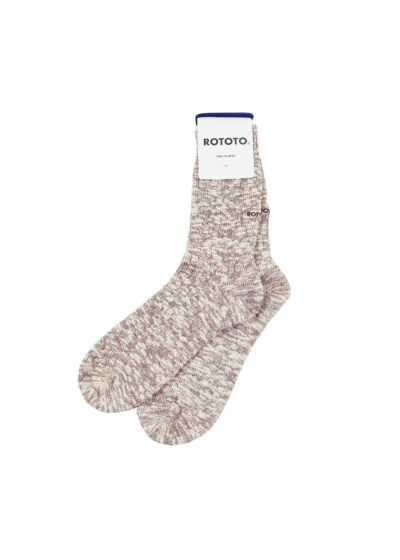 ROTOTO Organic Cotton Slub Crew Socks - Mocha