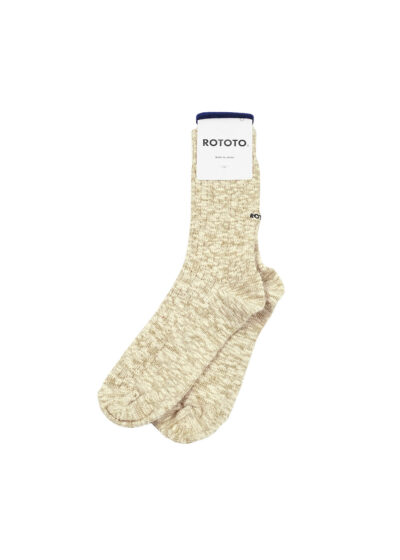 ROTOTO Organic Cotton Slub Crew Socks - L.Olive