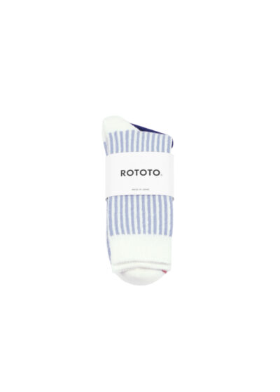 ROTOTO Vertical Stripe Socks - White / L.Blue