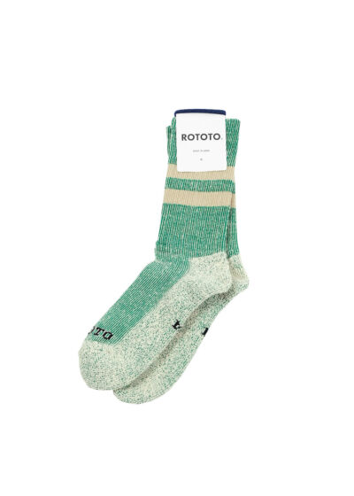 ROTOTO Pile Stripe Marl Socks - Green/Beige