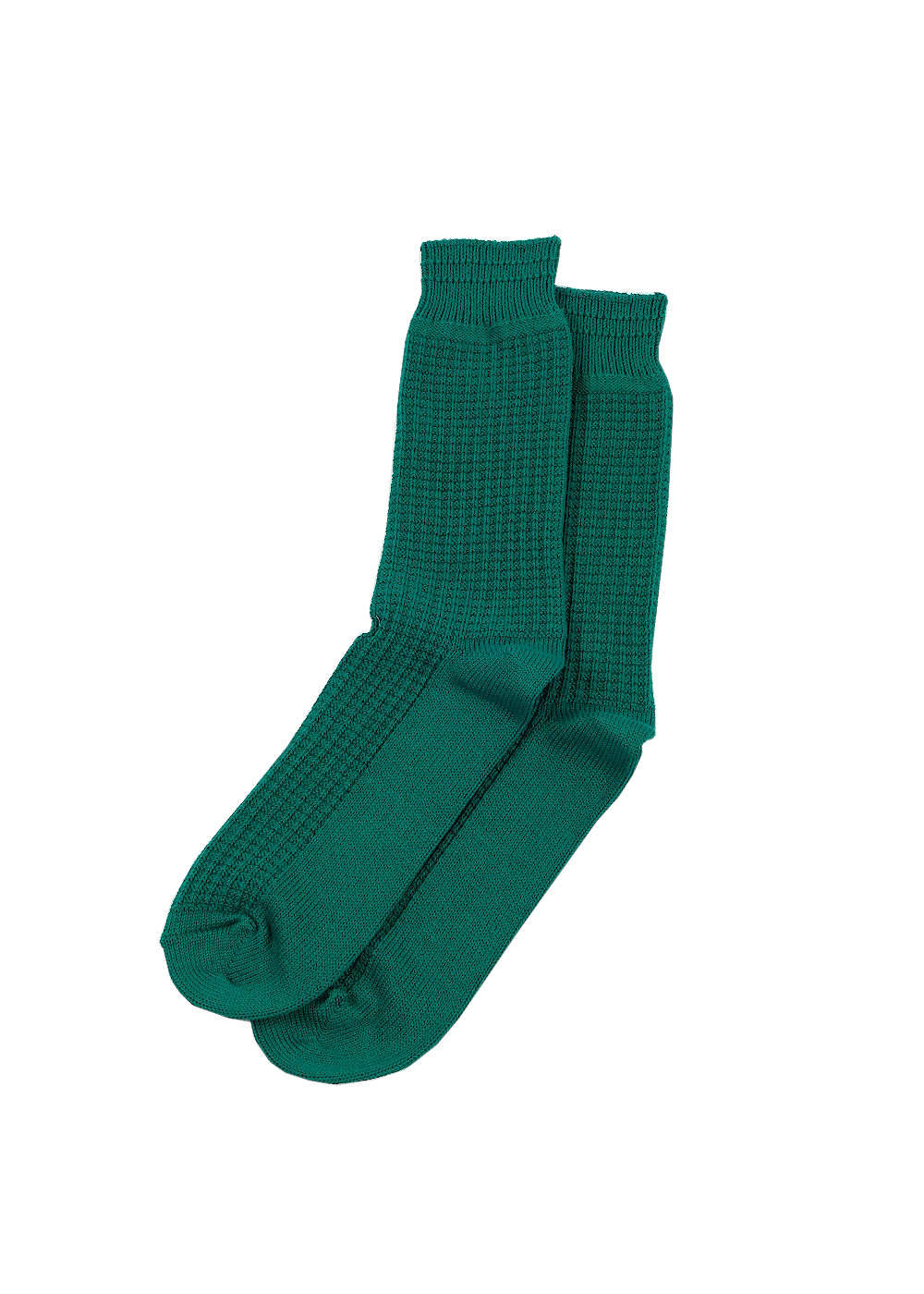 ROTOTO Cotton Waffle Crew Socks - Sea Green