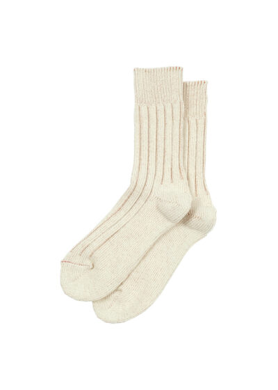 ROTOTO Organic Cotton Wide-ribbed Socks - Ecru/Red