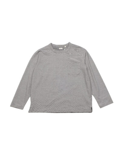 nanamica Micro Stripe Pocket L/S Tee - Navy x White