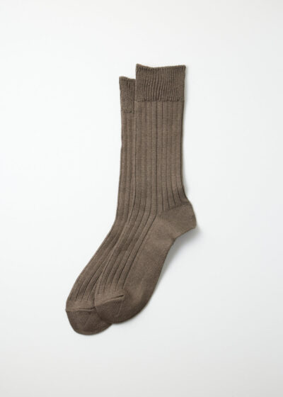 Rotot_Linen Cotton Ribbed Crew Socks_D.Gray